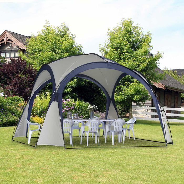 Produktbild Swisshandel24 Festzelt Partyzelt Sonnenschutz wetterfest Glasfaserstange + Polyester Cremeweiss + Blau 3,5 x 3,5 x (350 cm, 350 cm)