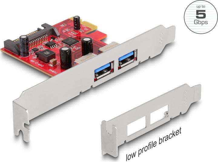 Productafbeelding Delock PCI Express x1 kaart naar 2 x externe USB 5 Gbps Type-A aansluiting