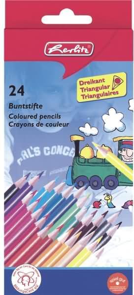 Actual product image Herlitz Triangular Crayons Box of 24 (Multicolored, Multicolor, 24 x)