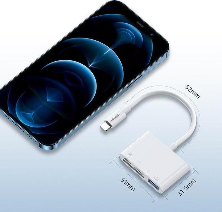 Image du produit Joyroom Lecteur de cartes Lightning vers USB OTG (Lightning, USB-A, USB Type C, Carte SD)