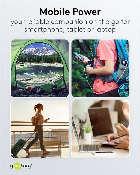 Actual product image Goobay Powerbank compact 20,000 mAh (20 mAh, 22.50 W, 77 Wh)