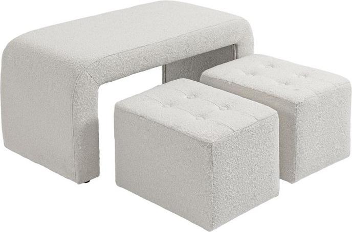 Immagine prodotto Swisshandel24 Sgabello 3 pezzi, sgabello, pouf con 3 sgabelli, poggiapiedi, sgabello imbottito per soggiorno