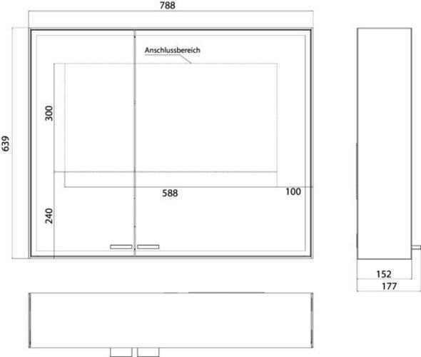 Produktbild Emco asis prestige 2 Lichtspiegelschrank, Aufputzmodell, 788mm, breite Tür rechts