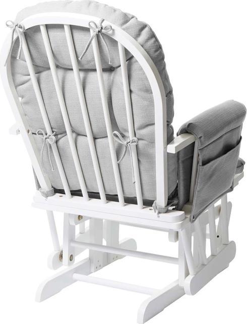 Immagine prodotto Swisshandel24 Poltrona relax, poltrona a dondolo con sgabello, tessuto/tessuto - grigio chiaro, struttura bianca