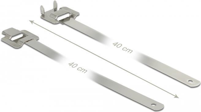 Produktbild Delock Kabelbinder Edelstahl wiederverwendbar mit Faltverschluss L 400 x B 10 mm 10 Stück (Kunststoffkabelbinder, 10 mm, 10 Stk.)