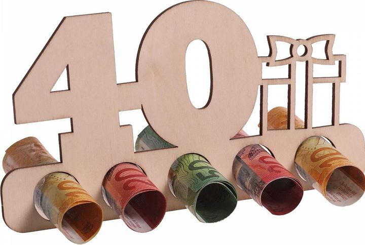 Trendcompany Regalo in legno per soldi - 40° compleanno