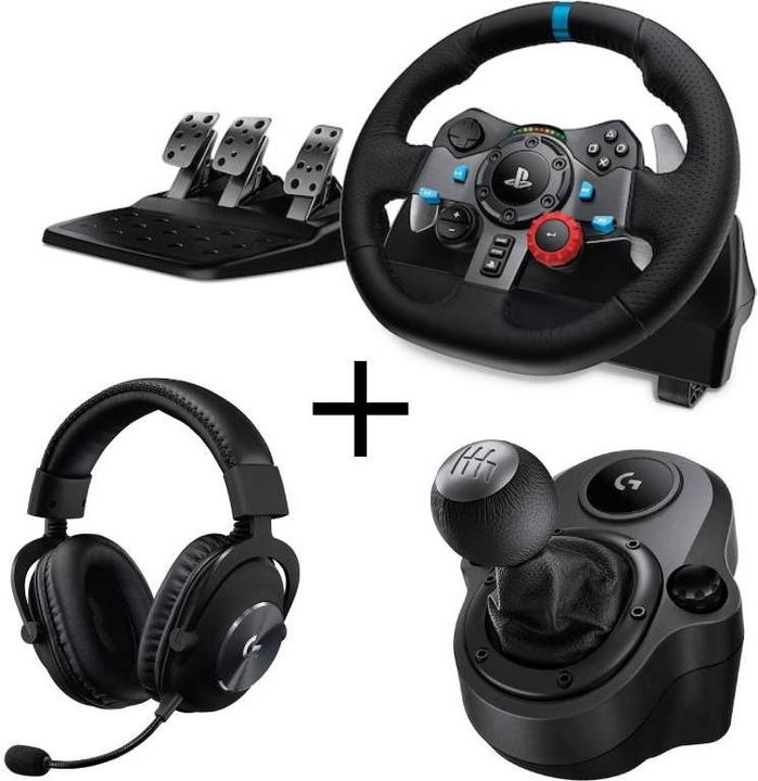 Immagine prodotto Logitech G G29 Driving Force + Headset Pro X Lightspeed + Shifter (Playstation, PC)