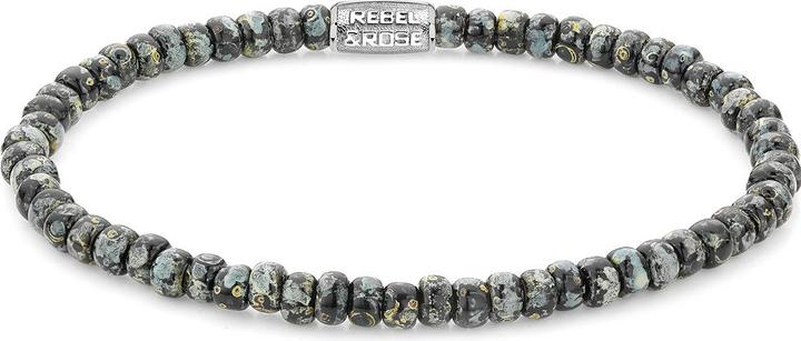 Rebel & Rose Armband Glass Rocks Black Leopard RR-40116-S-S Damen (16.50 cm, Edelstahl, Glas)