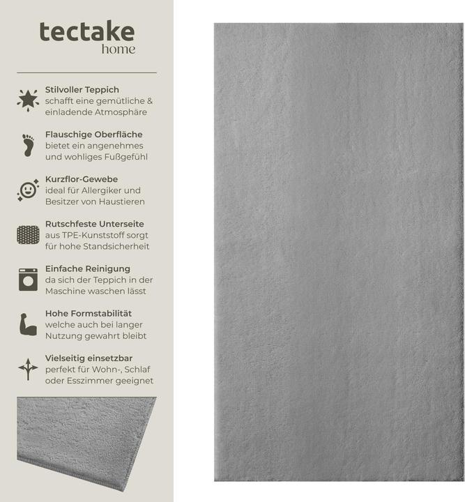 Produktbild tectake Kurzflorteppich Soft Zone (60 x 110 cm)