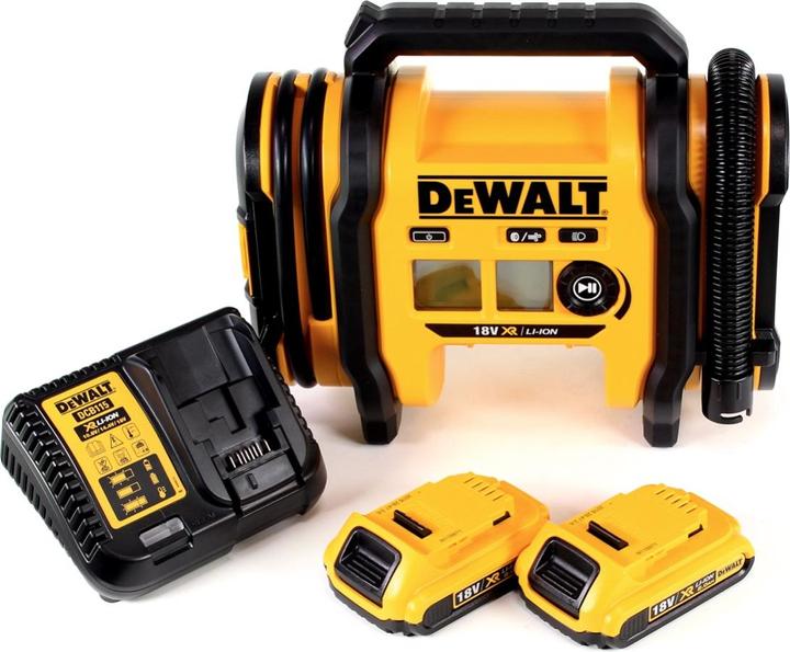 Productafbeelding DeWalt DCC 018 N Accu Luchtcompressor 18V 11bar KFZ + 2x Accu 2,0Ah + Lader (11 bar, 14.70 l)