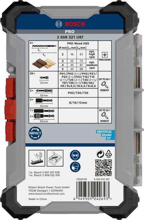 Actual product image Bosch Professional Zubehör PRO Impact screwdriver bits and wood drill mixed set, 40 pcs.