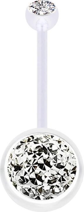 Produktbild Star Piercing Banane transparent mit Kugel Kristall silber und Kugel Kristall silber Epoxy Schutzschicht (Bioflex, ohne Messing)