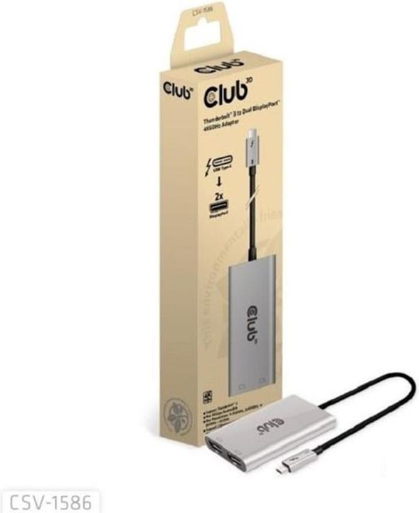 Actual product image Club 3D Club3D Adapter Thunderbolt 3 > 2x DP 1.2 4K@60Hz active St/Bu retail (Thunderbolt, 10.80 cm)