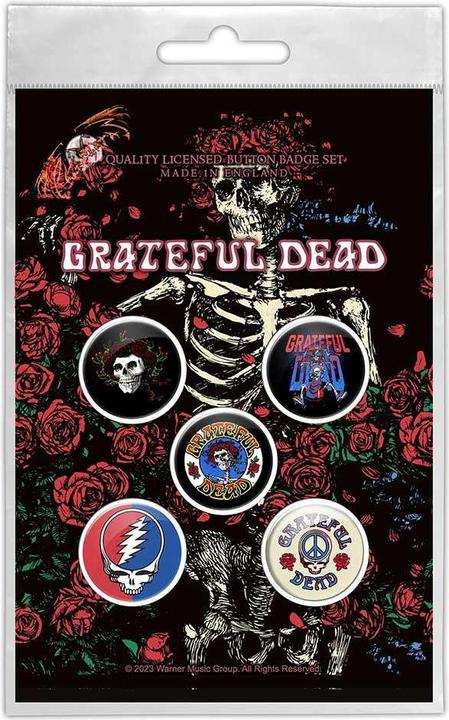 Actual product image Grateful Dead Skeleton & Rose Badge Set (Pack of 5)