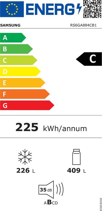 Label énergétique Samsung Sams SideB RS6GA884CB1/EG C bk (635 l)