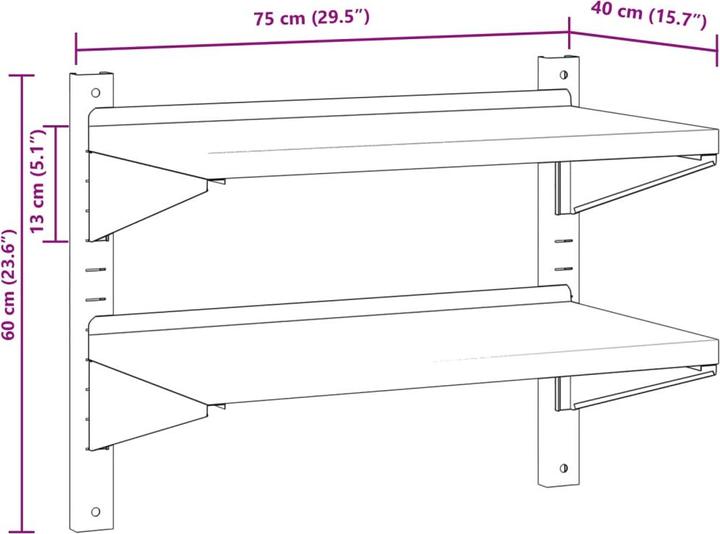 Immagine prodotto VidaXL Scaffale a muro (40 x 75 x 60 cm)