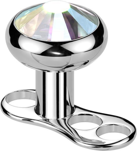 Star Piercing Dermal Anchor Innengewinde silber mit Kristall multicolor (Titan G23, ohne Messing)
