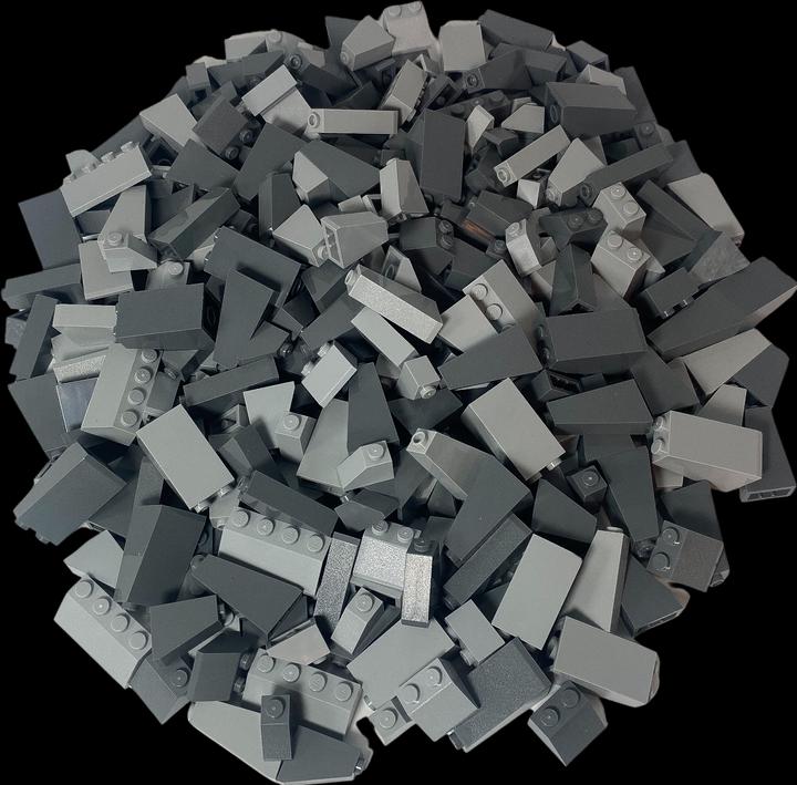 Actual product image LEGO MOC Roof tiles light grey/dark grey mixed - mountain/rock building - NEW! Lot 100x (LEGO Classic)