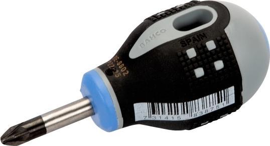 Actual product image Bahco ERGO Pozidriv screwdriver with short rubber handle, PZ1 x 25 mm (Pozidriv cross recess (PZ))