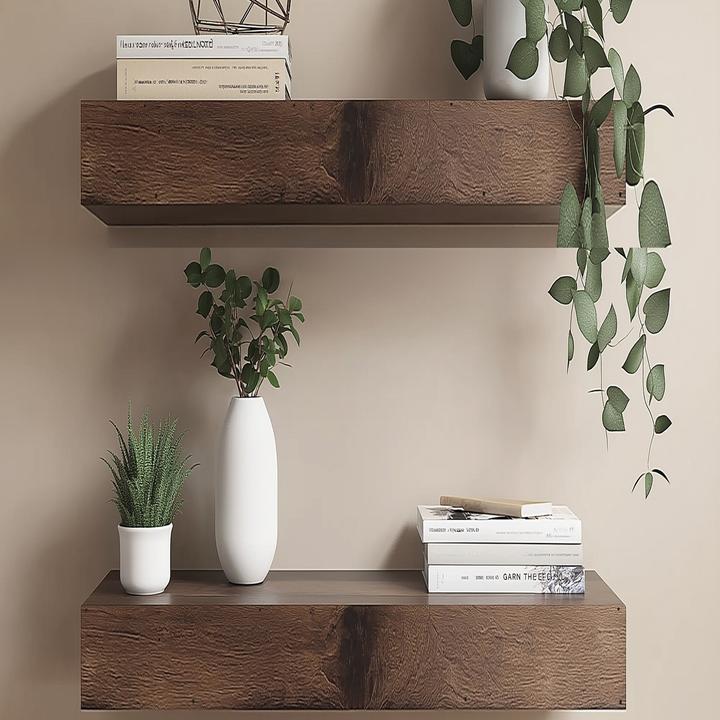 Actual product image Hanah Home Rafect Two Decorative Wooden Wall Shelf