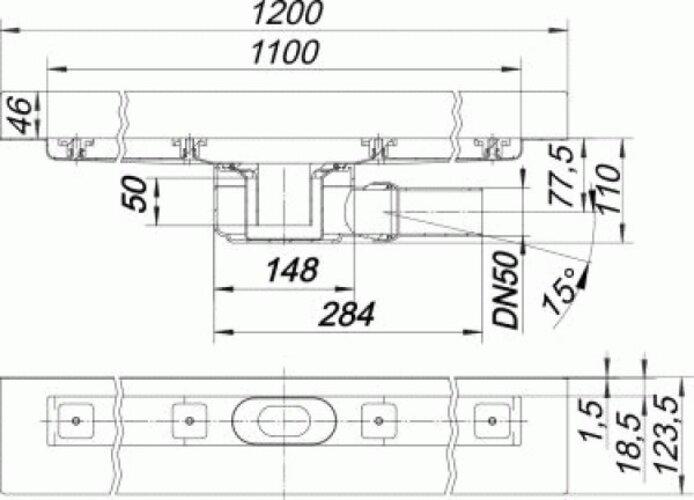 Image du produit Dallmer caniveau de douche CeraLine W 1100mm, 520180, DN 50 hauteur totale 110mm (1450 mm)