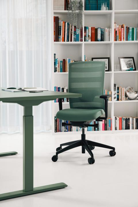 Actual product image Topstar E-Table electric height-adjustable desk mint green rectangular, T-leg frame green 1 (80 x 68 cm)