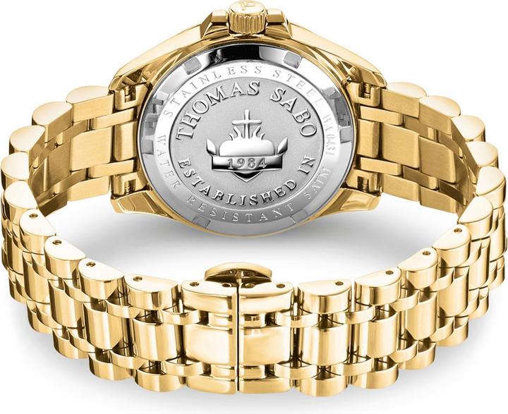 Immagine prodotto Thomas Sabo Damenuhr schwarzes Zifferblatt goldfarben (Orologio da polso analogico, 33 mm)