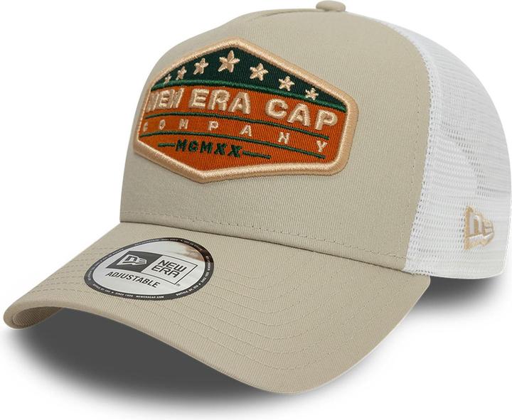 Produktbild New Era A-Frame Mesh Trucker Cap - Vintage Brand Beige (One Size)