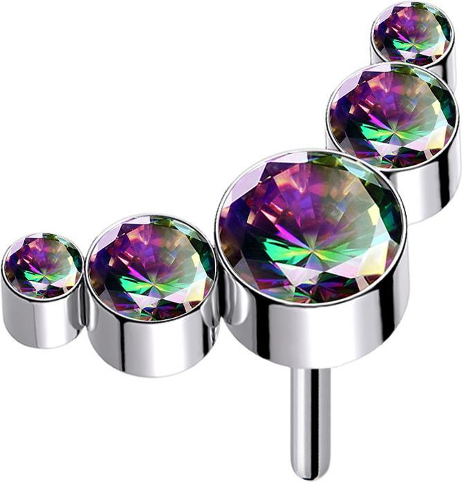 Produktbild Star Piercing Threadless silber fünf Kristalle dunkel multicolor (ohne Messing, Titan G23)