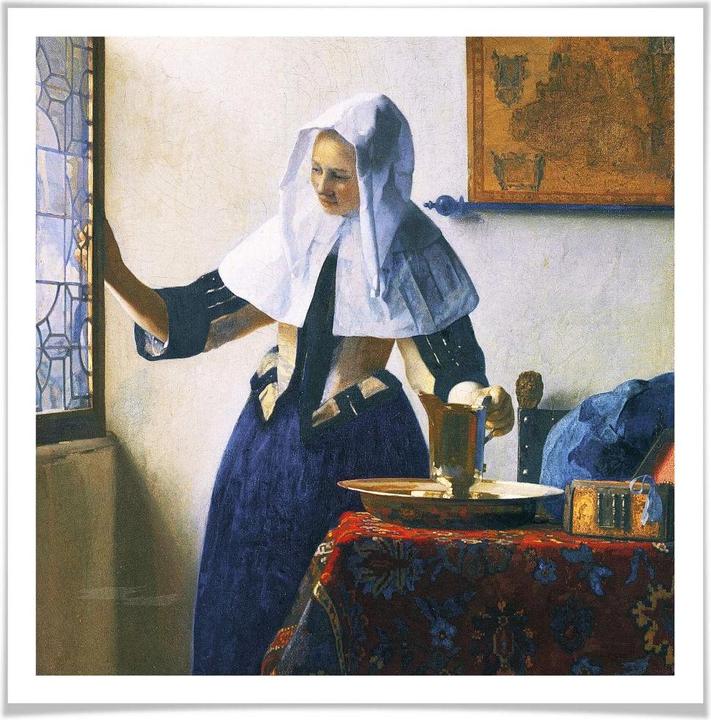 Image du produit Trenddeko Jeune femme avec un pot d'eau à la fenêtre (50 x 50 cm)