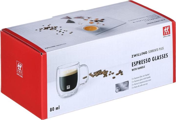 Produktbild Zwilling Sorrento Plus Espressogläser doppelwandig mit Henkel 2er Set (80 ml, 2 x)