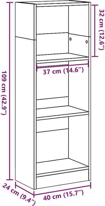 Immagine prodotto VidaXL Bücherregal Hochglanz-Weiss 40x24x143 cm Holzwerkstoff (40 x 24 x 143 cm)