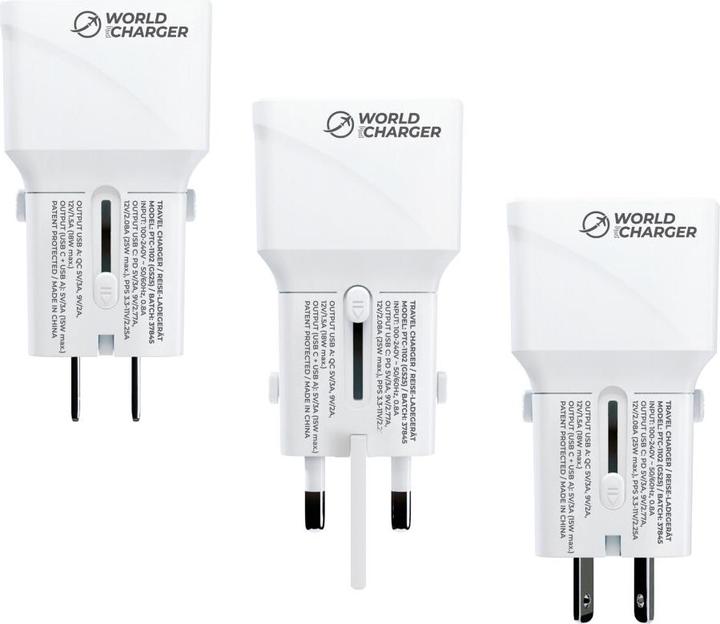 Actual product image prio Fast Charge World travel charger 25W PD PPS (USB C) + QC 3.0 (USB A) white (25 W)