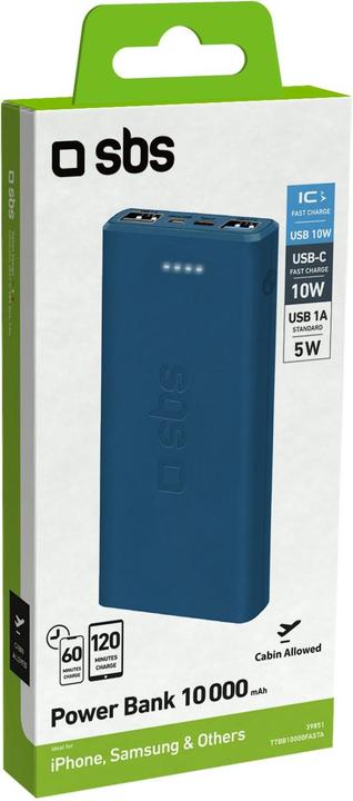 Immagine prodotto SBS carica rapida con 10.000 mAh e 2 USB (10000 mAh, 10 W, 37 Wh)
