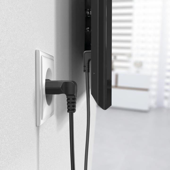 Produktbild Hama Netzkabel, beidseitig gewinkelt, Euro-Stecker, Doppelnut/C7, 5 m, Schwarz (5 m)