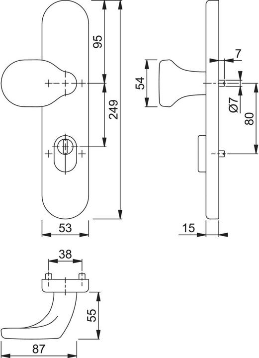 Produktbild Hoppe Knopflangschild E86G/3332ZA Edelstahl F69 für Kombischutz PZ 8 mm (Türknopf)