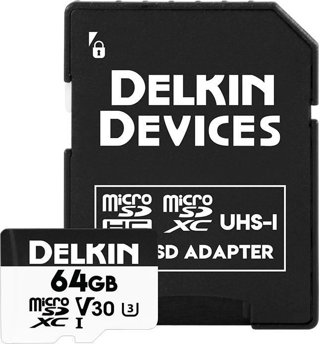 Delkin HYPERSPEED UHS-I (V30) microSD 64GB R:100MB/s W:75MB/s (64 GB, microSDXC, U3, UHS-I)