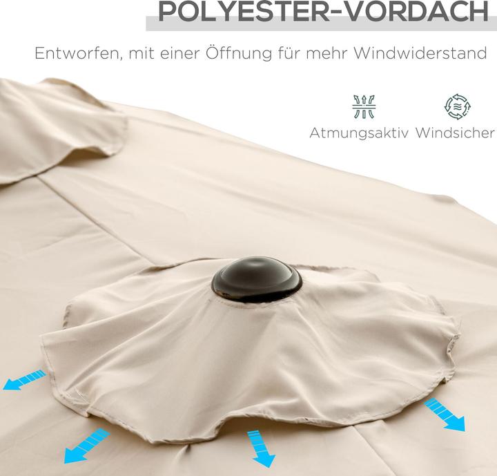 Produktbild Outsunny Doppelseitiger Sonnenschirm mit Winddach (1.47 m)