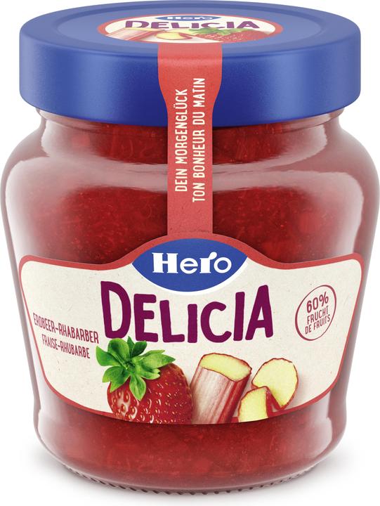 Produktbild Hero Delicia Erdbeer-Rhabarber Konfitüre 320 g (520 g)