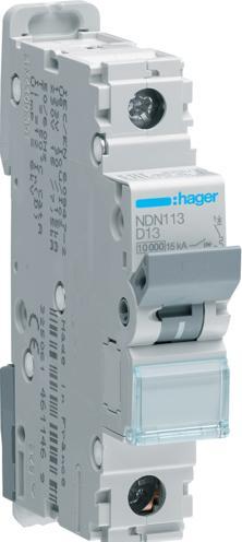 Actual product image Hager HAG NDN113 circuit breaker 1P 10kA D-13A 1M