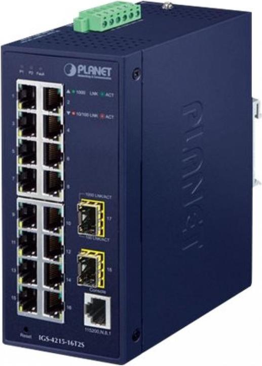 Planet IGS-4215-16T2S Network Switch Unmanaged L2 Gigabit Ethernet (10/100/1000) Blue (18 Ports)