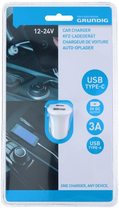 Produktbild Grundig USB Autoladegerät USB-C und USB-A 12V-24V weiss