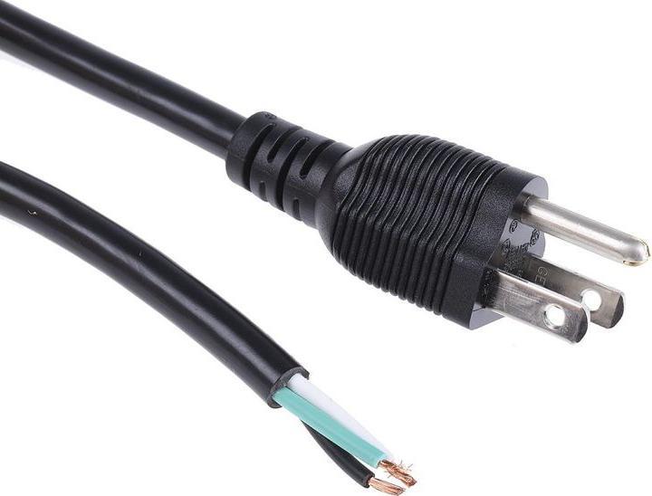 Produktbild Rs Pro Netzkabel, A offenes Ende, B US-Stecker Typ B / Stecker, 6 A, 2m Schwarz, 125 V (0.23 m)