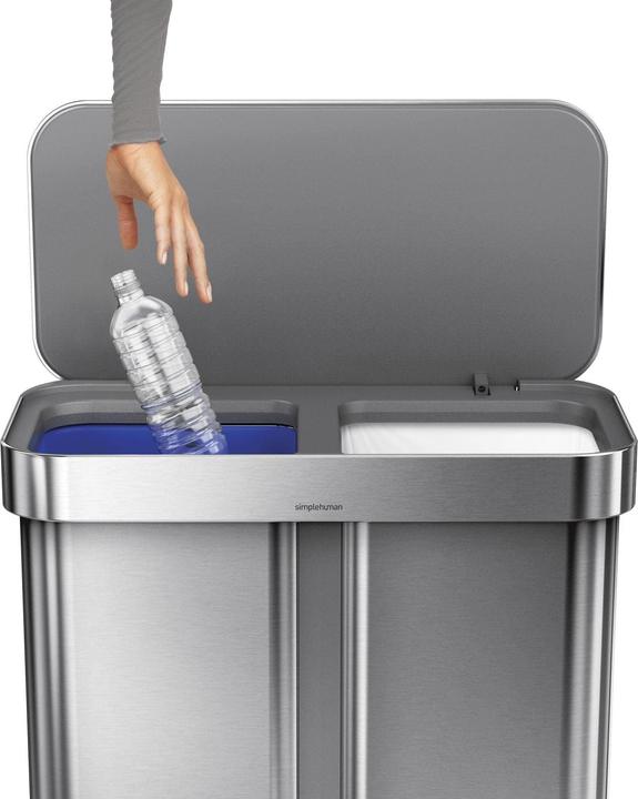 Image du produit Simplehuman Poubelle double 58 l, argent brossé (58 l)
