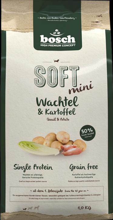 Actual product image Bosch Petfood Dog MINI SOFT + Quail & Potato (quail) 1kg (Adult, 1 pcs., 1000 g)