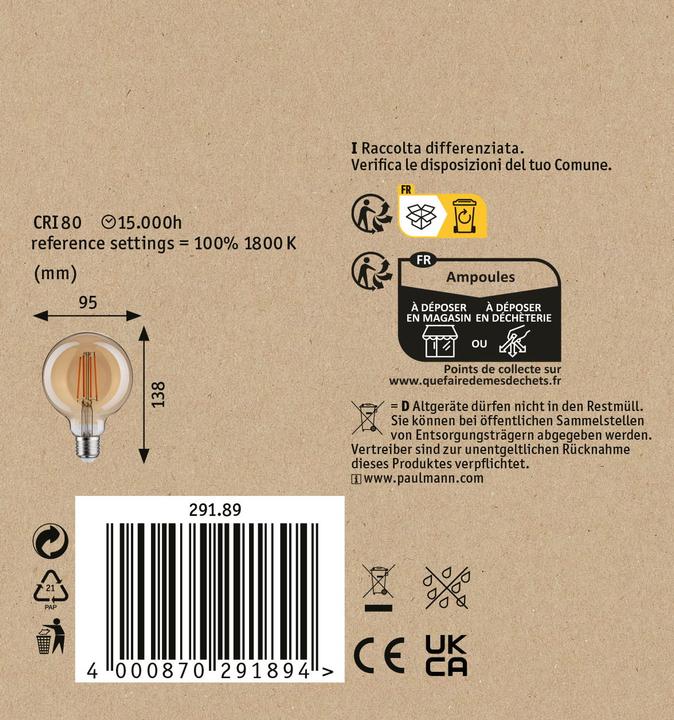 Produktbild Paulmann 1879 Filament 3-Step-Dim Globe (E27, 6 W, 470 lm, 1 x, G)