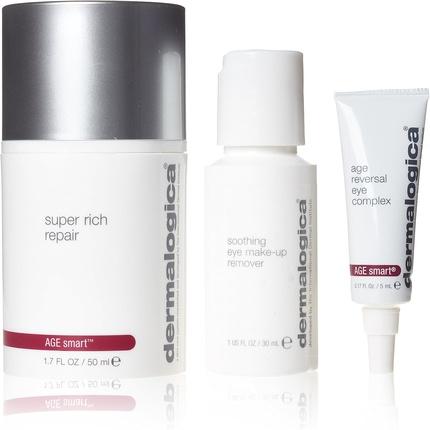 Actual product image Dermalogica Super Rich Repair 1.7oz Soothing Eye Makeup Remover 1oz and Age Reversal Eye Complex 0.17oz (Cleansing lotion, 50 ml)