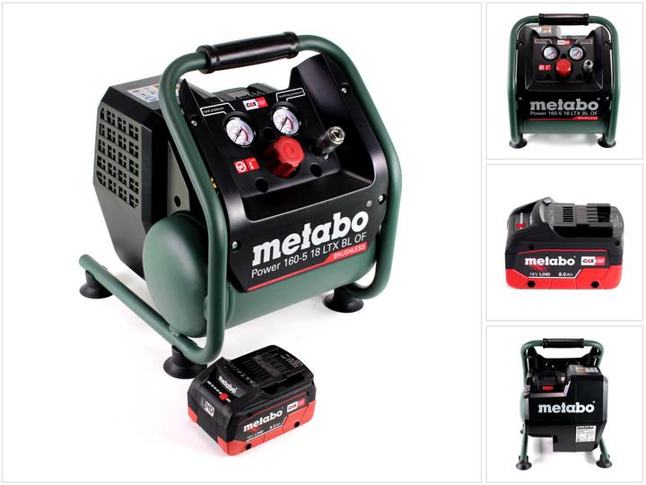 Produktbild Metabo Power 160-5 18 LTX BL OF Akku Kompressor 18 V 8,0 bar Brushless + 1x LiHD Akkupack 8,0 Ah - (8 Bar, 5 l)