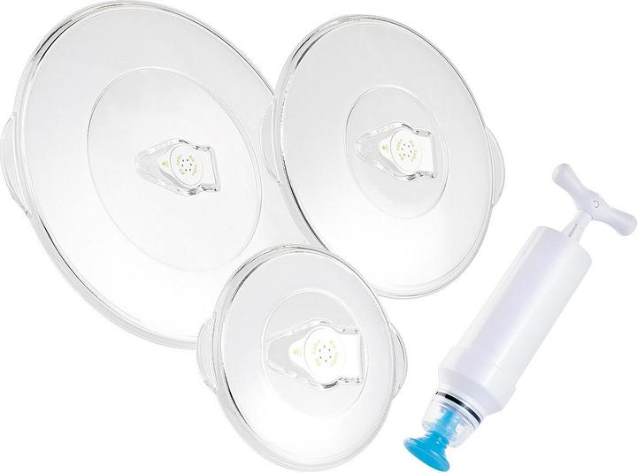 Produktbild Rosenstein & Söhne 3 Vakuum-Universaldeckel & Vakuumierpumpe