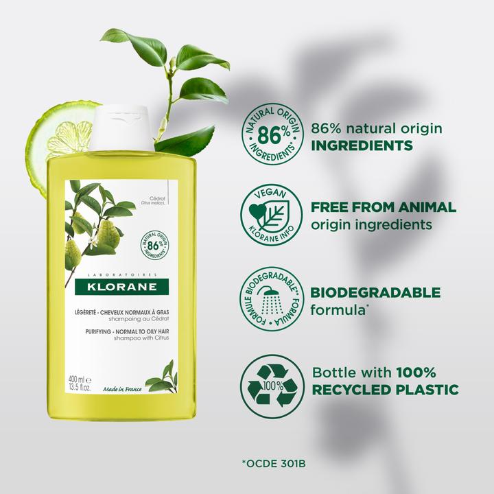 Actual product image Klorane Zedrat revitalising shampoo (200 ml, Liquid shampoo)